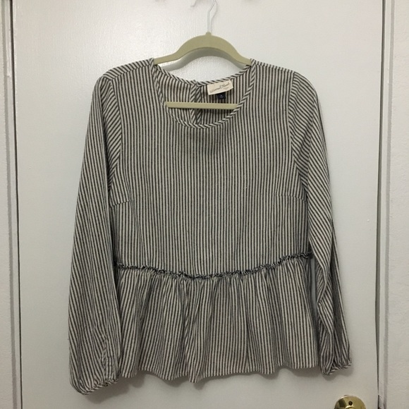 long sleeve striped peplum top